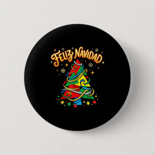 Badge Rond 5 Cm Joyeux Noël Arbre de Noël Espagnol Coloré