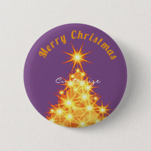 Badge Rond 5 Cm Joyeux Noël Arbre d'or Thunder_Cove