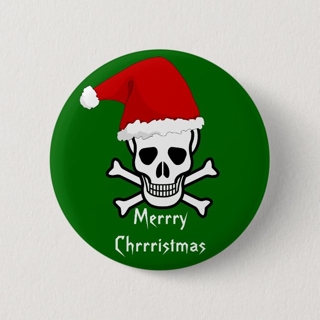 Badge Rond 5 Cm Joyeux Noël Arrrgh de salutation de pirate drôle (Devant)