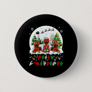 Badge Rond 5 Cm Joyeux Noël Asl Langue des Signes Trois Père Noël