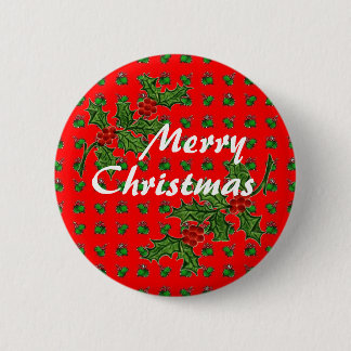 Badge Rond 5 Cm Joyeux Noël avec le houx