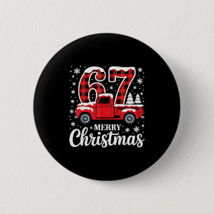 Badge Rond 5 Cm Joyeux Noël Camion à Carreaux Rouges 67 Noël