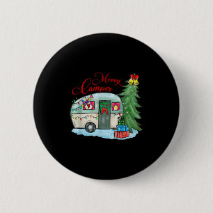 Badge Rond 5 Cm Joyeux Noël campeur Santa campeur camion Camng Noë