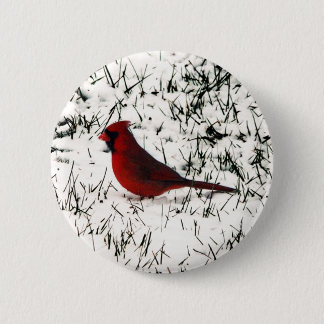 Badge Rond 5 Cm Joyeux Noël Cardinal  (Devant)