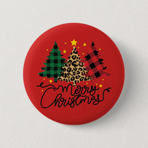 Badge Rond 5 Cm Joyeux Noël Carreaux & Arbres à Imprimer Animaux