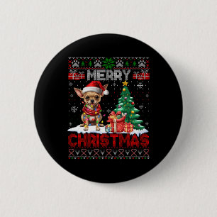 Badge Rond 5 Cm Joyeux Noël Chihuahua Amoureux des chiens Famille