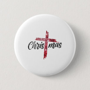 Badge Rond 5 Cm Joyeux Noël Chrétien Jésus Croix Foi Religi