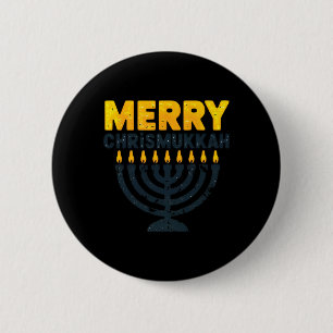 Badge Rond 5 Cm Joyeux Noël Chrismukkah Hanoukka Chanukiah Gif