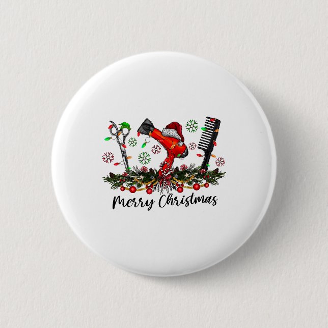 Badge Rond 5 Cm Joyeux Noël Coiffeur Coiffeur Correspondance C (Devant)