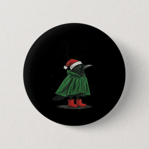 Badge Rond 5 Cm Joyeux Noël corbeau noir drôle F-caw-f Merry Xma