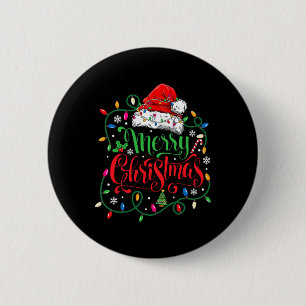 Badge Rond 5 Cm Joyeux Noël Correspondant Famille Santa Hat Lights