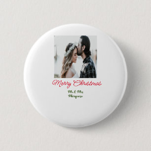 Badge Rond 5 Cm Joyeux Noël couple photo ajouter nom heureux vacan
