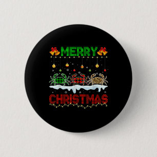 Badge Rond 5 Cm Joyeux Noël Crabe Mignon Noël Léopard Carreaux San