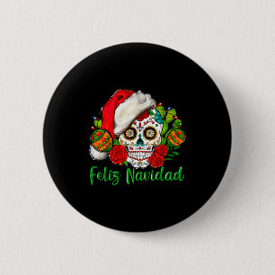 Badge Rond 5 Cm Joyeux Noël Crâne de Sucre Noël Mexicain 