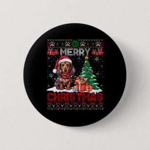 Badge Rond 5 Cm Joyeux Noël Dachshund Amoureux des chiens Famille