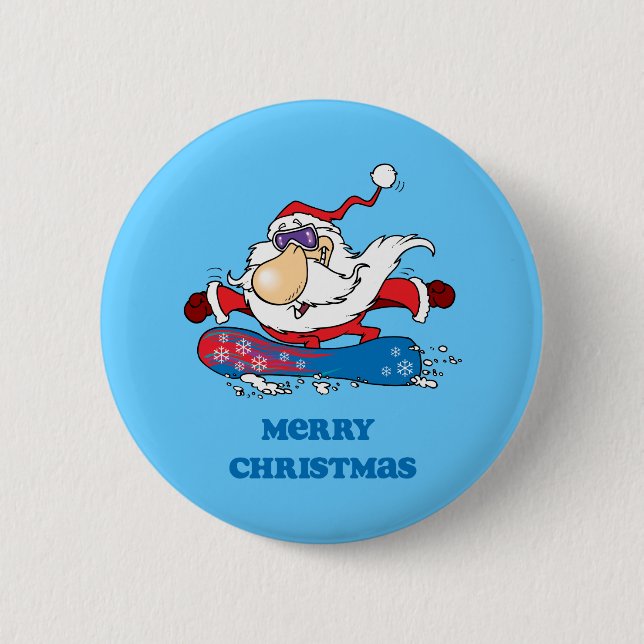 Badge Rond 5 Cm Joyeux Noël de BoardChick Père Noël (Devant)