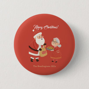 Badge Rond 5 Cm Joyeux Noël de Mme et M. Claus