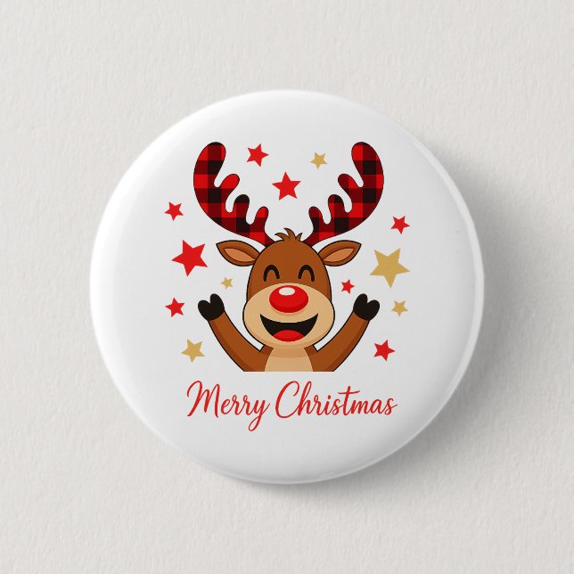 Badge Rond 5 Cm Joyeux Noël de renne de vacances (Devant)