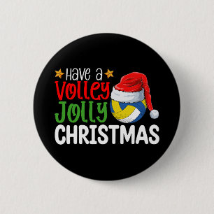 Badge Rond 5 Cm Joyeux Noël de volley-ball en fête