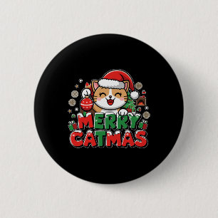 Badge Rond 5 Cm Joyeux Noël Décor Père Noël Chat Drôle Chris