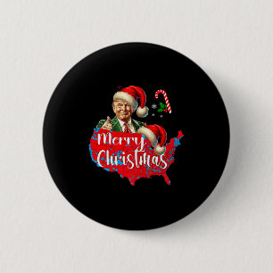Badge Rond 5 Cm Joyeux Noël Donald Trump Carte de Couverture Rouge