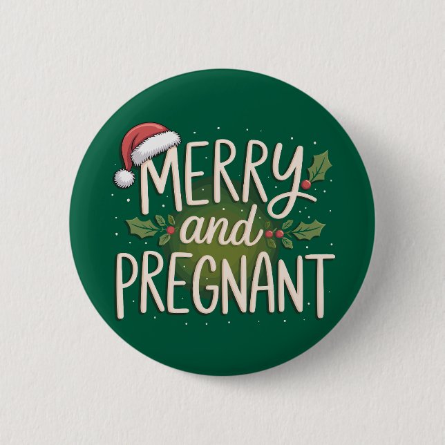 Badge Rond 5 Cm Joyeux Noël enceinte annonce de grossesse (Devant)