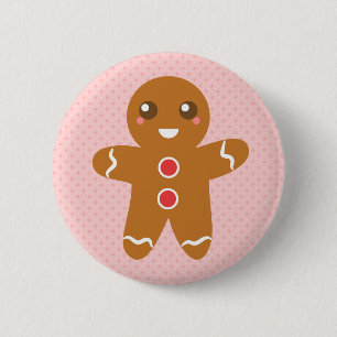 Badge Rond 5 Cm Joyeux Noël et bonhomme en pain d'épice mignon