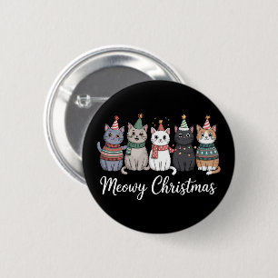 Badge Rond 5 Cm Joyeux Noël et bonne année chat amoureux de chat X