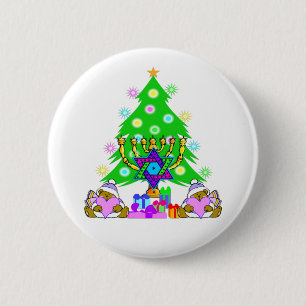 Badge Rond 5 Cm Joyeux Noël et bouton heureux de Hanoukka
