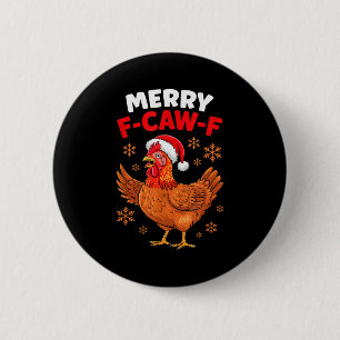 Badge Rond 5 Cm Joyeux Noël F-caw-f drôle Santa Poulet 