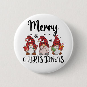 Badge Rond 5 Cm Joyeux Noël Gnomies Gnomes de Noël 