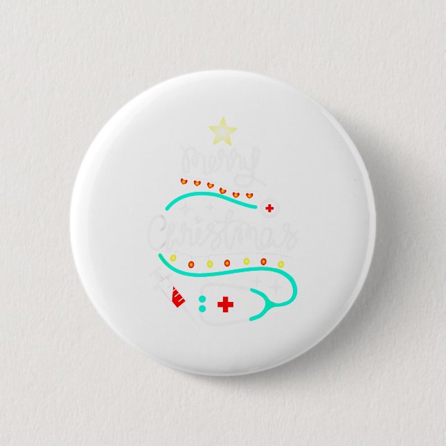 Badge Rond 5 Cm Joyeux Noël Infirmière Docteur Stethoscope Noël (Devant)