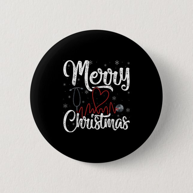 Badge Rond 5 Cm Joyeux Noël Infirmière Stéthoscope de soins,  (Devant)