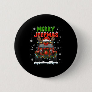 Badge Rond 5 Cm Joyeux Noël Jeepmas Renne Lumineux Noël Drôle