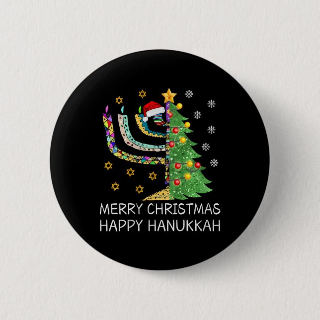 Badge Rond 5 Cm Joyeux Noël Joyeux Hanoukka Joyeux juif (Devant)