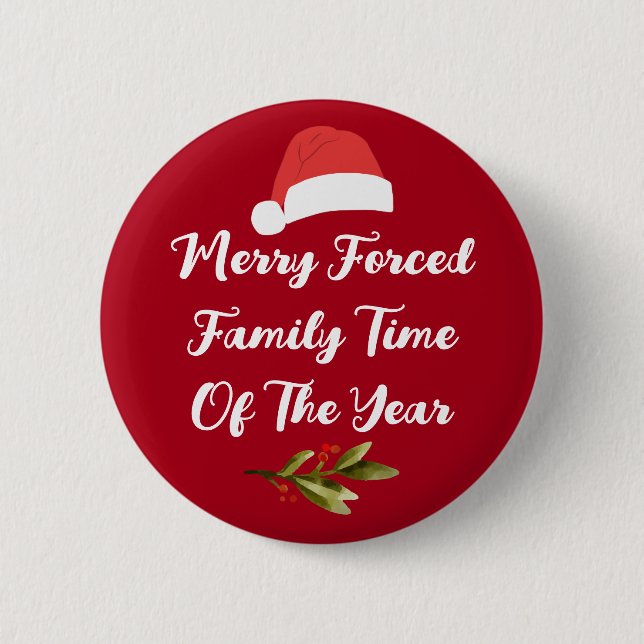 Badge Rond 5 Cm Joyeux Noël Joyeux Temps de la famille forcée (Devant)