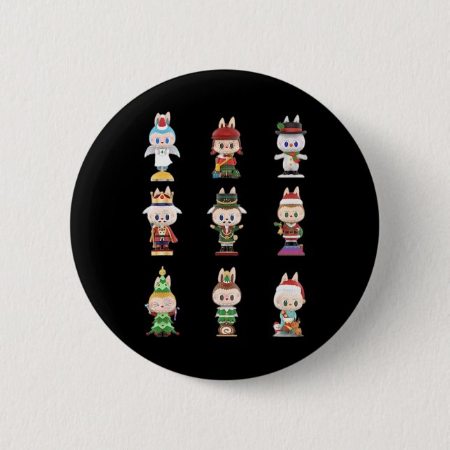 Badge Rond 5 Cm Joyeux Noël Labubu Lover Cute Labubu Les Monstres  (Devant)