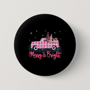 Badge Rond 5 Cm Joyeux Noël Léopard Rose Camion Arbre Amusant Xmas