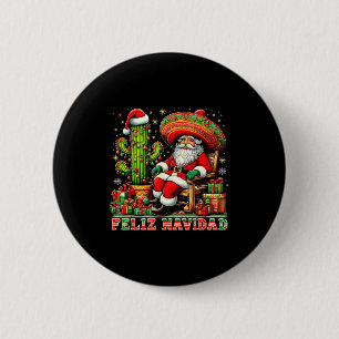 Badge Rond 5 Cm Joyeux Noël Mexique Santa Chapeau Caca