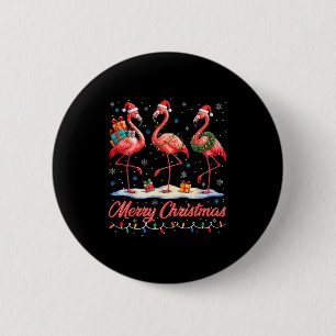 Badge Rond 5 Cm Joyeux Noël Nk Flamant Santa Noël Femmes Hommes