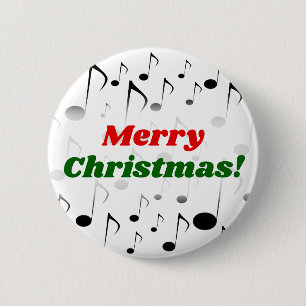 Badge Rond 5 Cm "Joyeux Noël !" + Nombreux Motifs de notes musica