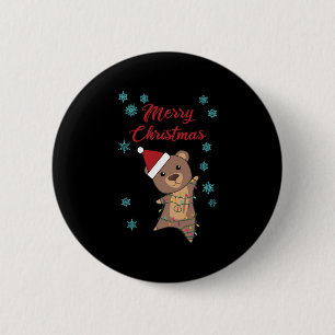 Badge Rond 5 Cm Joyeux Noël Ours Neige Ours d'hiver Teddy