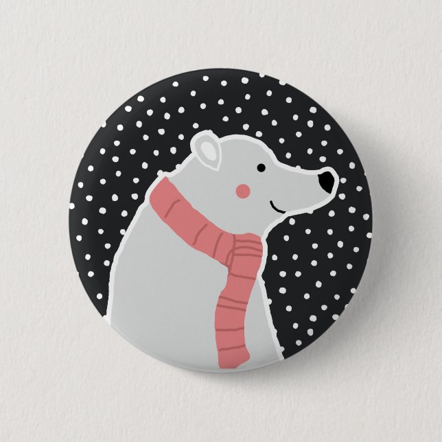 Badge Rond 5 Cm Joyeux Noël - Ours polaire (Devant)