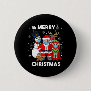 Badge Rond 5 Cm Joyeux Noël Père Noël Et Amis Garçons Famille Enfa
