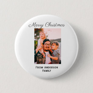Badge Rond 5 Cm Joyeux Noël photo moderne amour simple de famille 