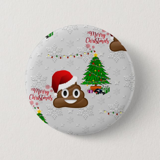 Badge Rond 5 Cm joyeux noël poo émoji (Devant)
