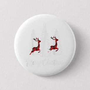 Badge Rond 5 Cm Joyeux Noël pour les femmes Buffalo Plaid Reindeer