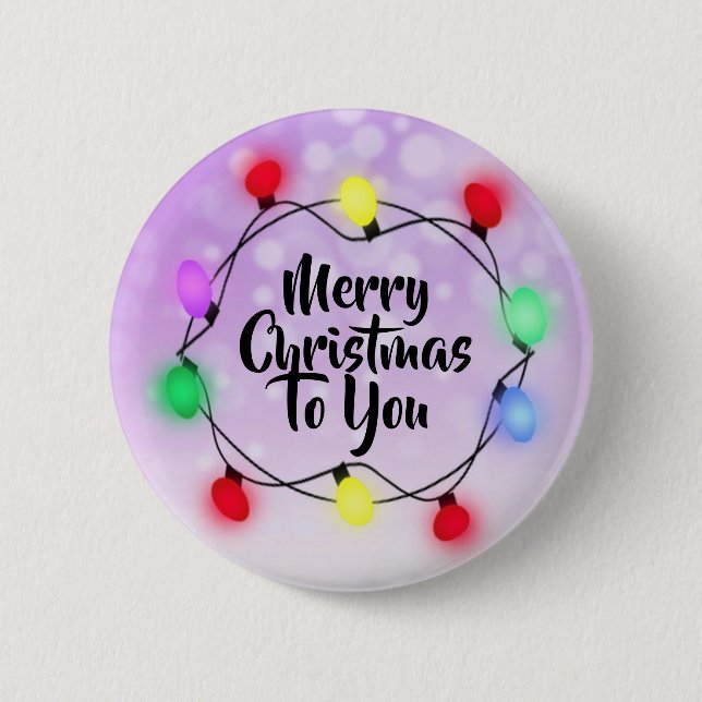 Badge Rond 5 Cm Joyeux Noël pour vous Lumières Noël (Devant)