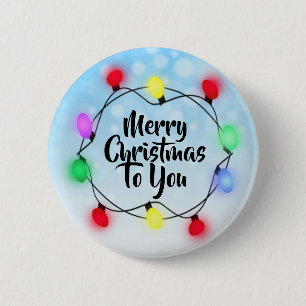 Badge Rond 5 Cm Joyeux Noël pour vous Lumières Noël