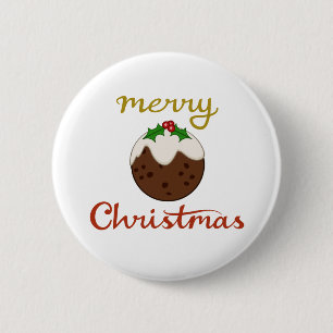 Badge Rond 5 Cm Joyeux Noël+Pudding Design